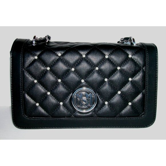 Quilted Black Handbag With Faux Pearl Detailing & Chain Strap For Women - Picture 5 of 5